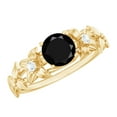 thumbnail image 1 of Rosec Jewels Solitaire Black Spinel Flower Engagement Ring with Diamond (8 mm, 2 Carat, AAA Quality Certified) - With Jewelry Box, 10K Yellow Gold, US 13.00, 1 of 9