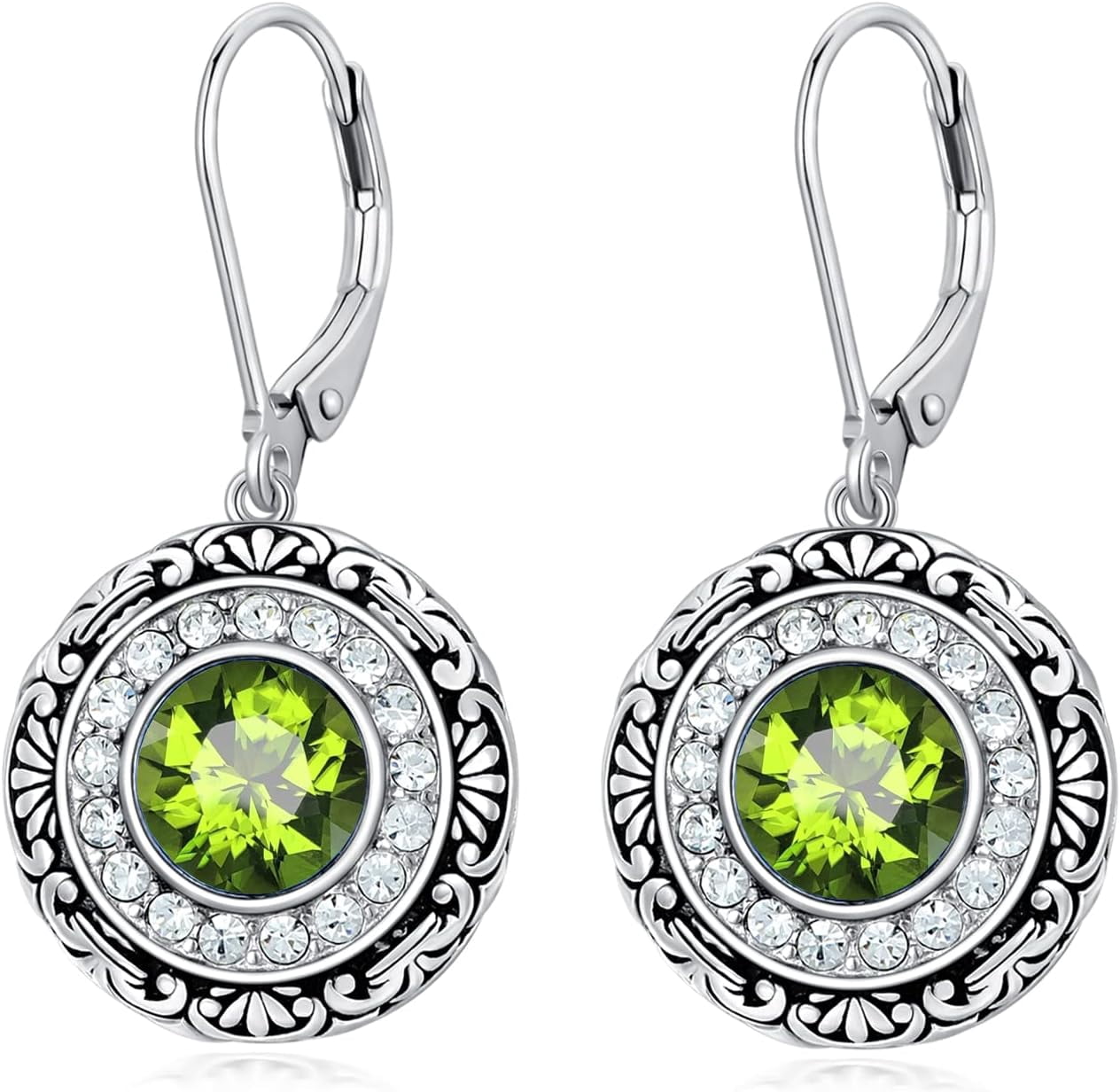 August Birthstone Earrings 925 Sterling Silver Created Peridot Dangle Drop Earrings for Women Birthday Anniversary Jewelry for Women