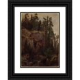 thumbnail image 1 of August Cappelen 11x14 Black Ornate Wood Framed Double Matted Museum Art Print Titled: Landscape Study with a Precipice (1850), 1 of 5