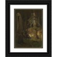 thumbnail image 1 of August Cappelen 18x24 Black Ornate Framed Double Matted Museum Art Print Titled: Landscape Study with Decaying Trees (1851), 1 of 5