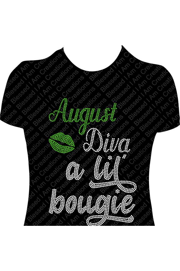 August Diva Rhinestone Birthday Shirt a lilbougie Bling Birthday Shirt