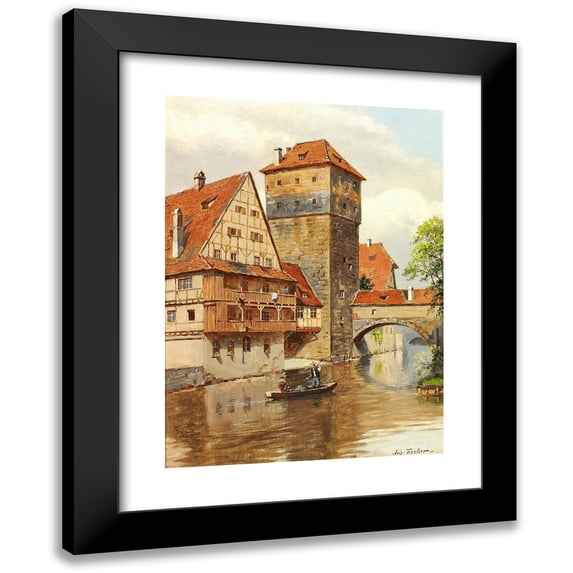 August Fischer 14x18 Black Modern Framed Museum Art Print Titled - Henckerstieg I Nurnberg