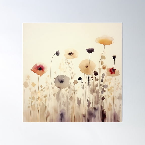 August Flowers Poster Wall Art, Modern Wall Decor For Living Room Bedroom, 24x24 UNFRAMED