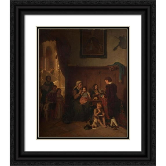 August Friedrich Siegert 20x24 Black Ornate Framed Double Matted Museum Art Print Titled: Highthown of a Poor Family (1859)