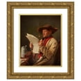 thumbnail image 1 of August Friedrich Siegert 20x24 Gold Ornate Framed and Double Matted Museum Art Print Titled - Man Reading the News, 1 of 4