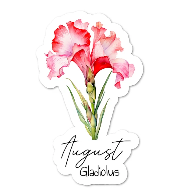 August, Gladiolus Sticker, Water Resistant, Scrapbooking, Laptop ...