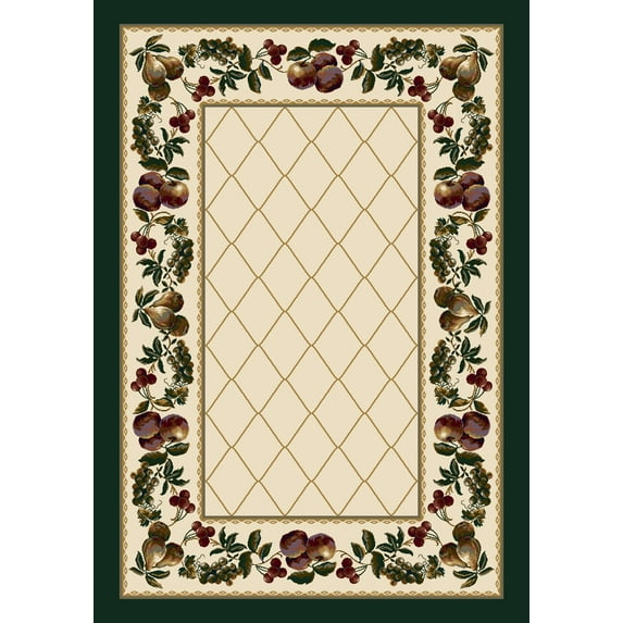 Milliken Signature Area Rug FRUIT MEDLEY OPAL Fruit Medley Opal Leaves Garlands 7' 7" x 7' 7" Round