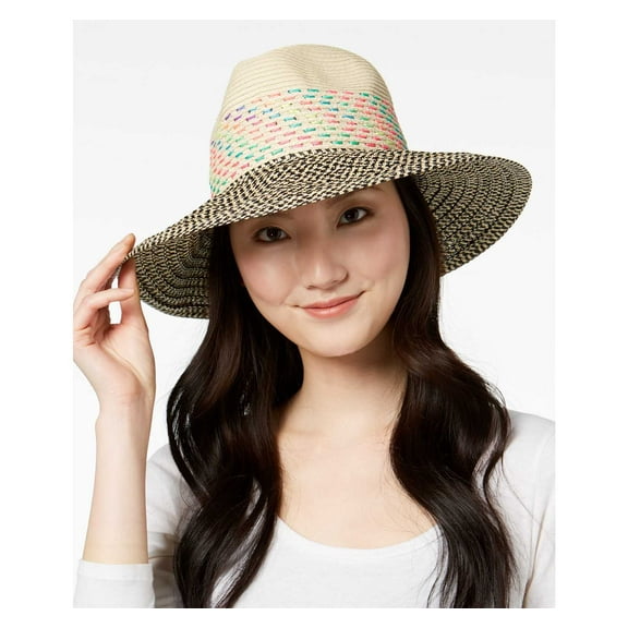 August Hat 90s Remix Large-Brim Fedora (Natural Black, One Size)