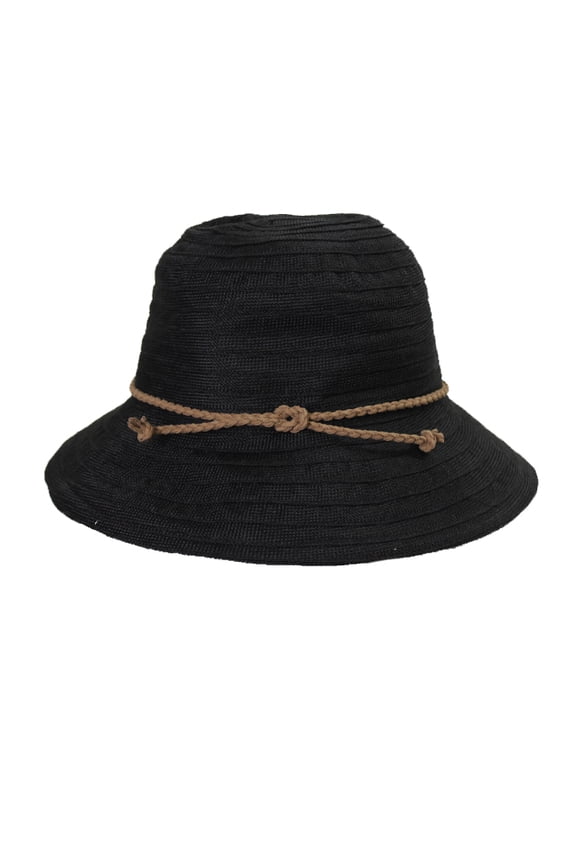 August Hat Black Braided Band Fedora Hat OS