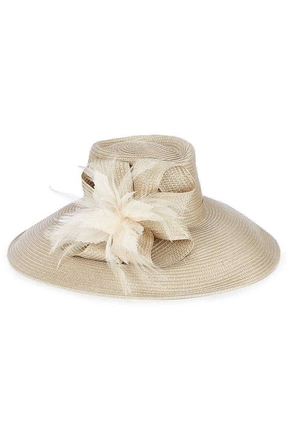 Aquamarine Large Romantic Profile Hat (Nude)