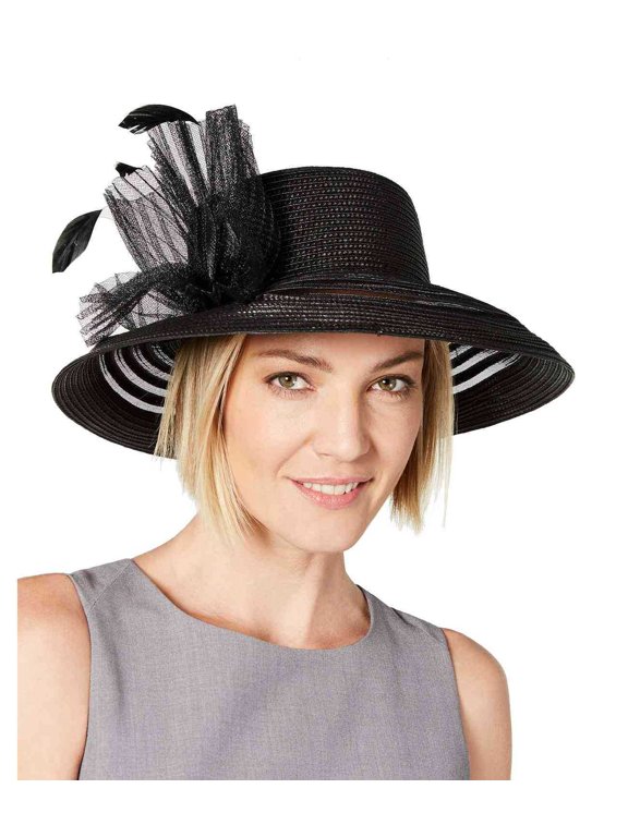 August Hat Women’s Sheer-Stripe Romantic Hats, Black, One Size