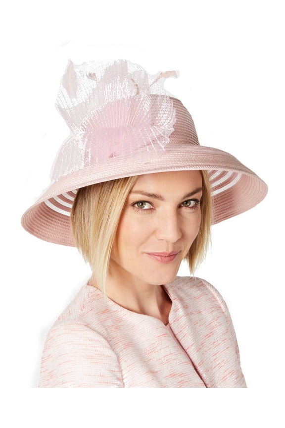 August Hat Women’s Sheer-Stripe Romantic Hats, Pastel Pink, One Size