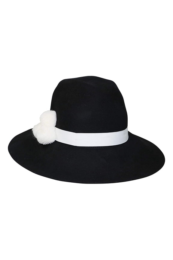 August Hats It Girl 3 Pom Large Fedora, Black, One Size