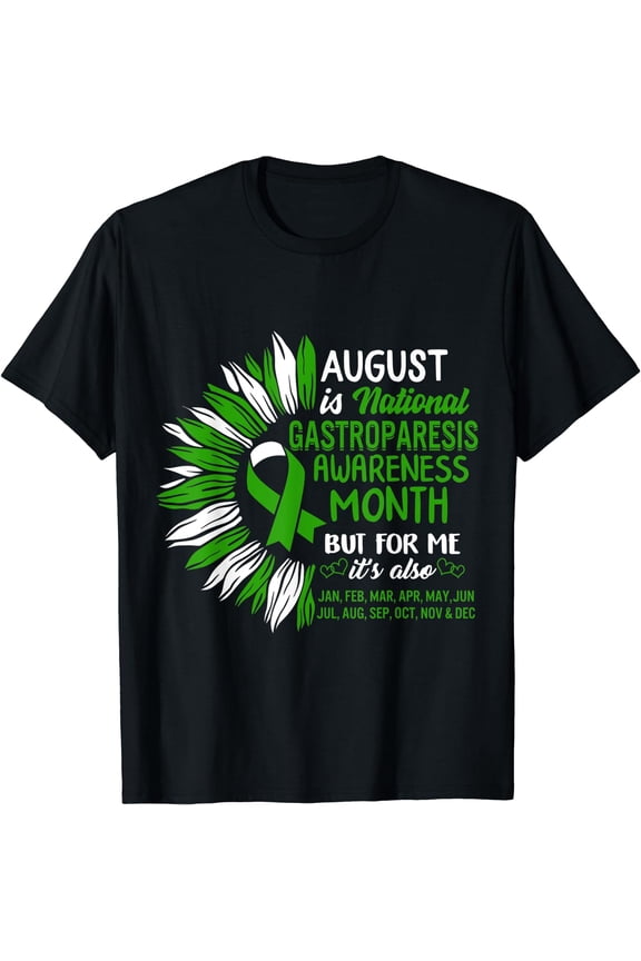 August Is National GP Awareness Month Gastroparesis Warrior T-Shirt Black X-Large