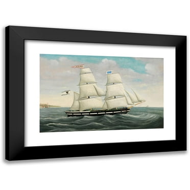 August Lasczky 14x11 Black Modern Framed Museum Art Print Titled - Prussian Brigg ‘Charlotte’ (1865)