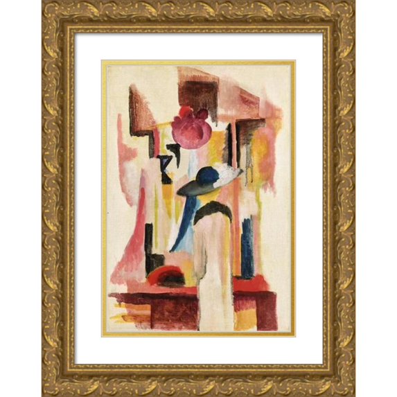 August Macke 14x18 Gold Ornate Wood Frame and Double Matted Museum Art Print Titled - Study on Light Shop Windows (Study for Bright Shop Window)