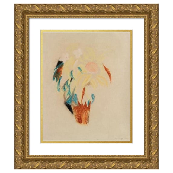 August Macke 20x24 Gold Ornate Framed and Double Matted Museum Art Print Titled - Flowerpot (Large) (1913)