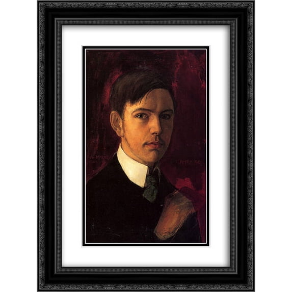 August Macke 2x Matted 20x24 Black Ornate Framed Art Print 'Self-portrait'