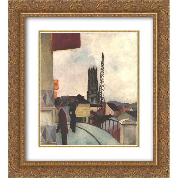 August Macke 2x Matted 20x24 Gold Ornate Framed Art Print 'Catedral of Freiburg in the Switzerland'