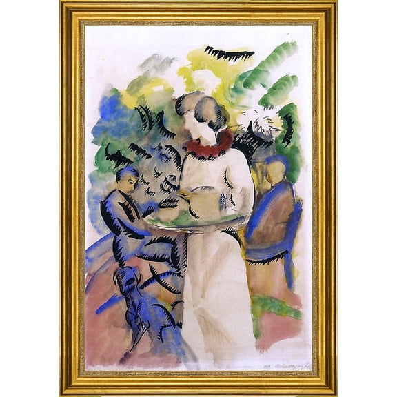 August Macke Afternoon in the Garden - 16" x 24" Framed Premium Canvas Print