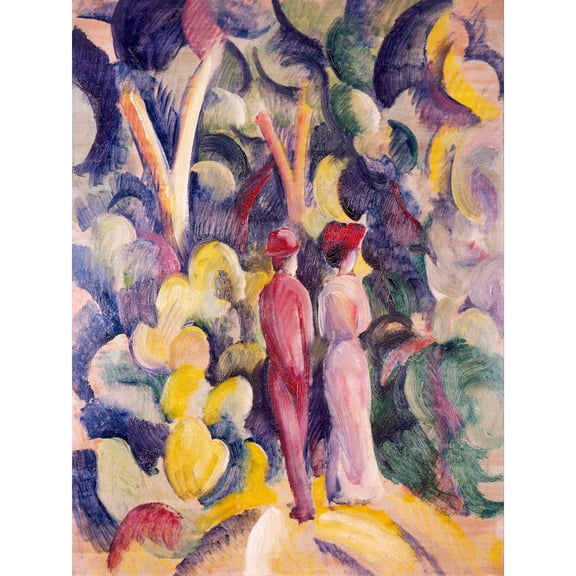 August Macke Couple On The Forest Track Extra Large Art Print Wall Mural Poster Premium XL