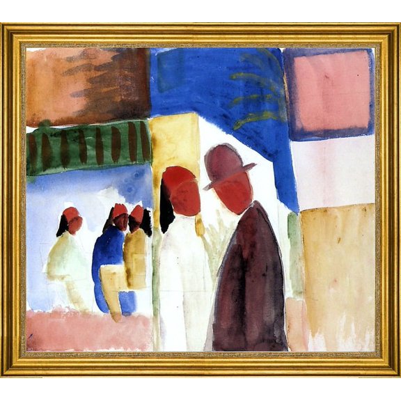 August Macke On the Street - 16" x 20" Framed Premium Canvas Print