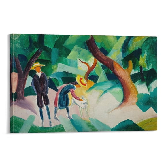 August Macke Painting Art Poster Children with A Goat 1913 Painting On Canvas Wall Art Poster Scroll Picture Print Living Room Walls Decor Home Posters 16x24inch(40x60cm)