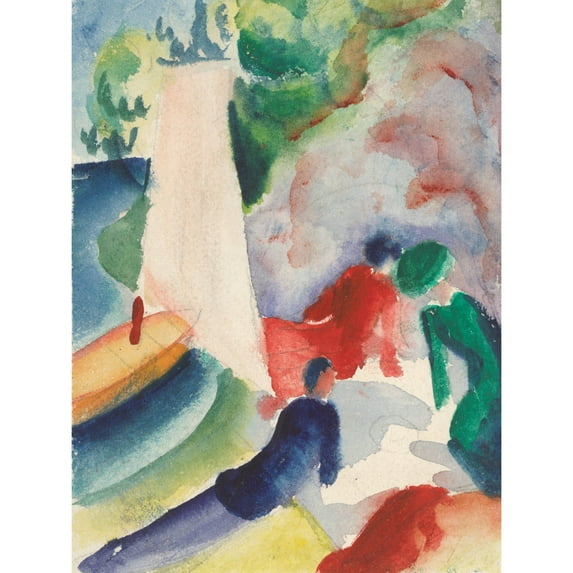 August Macke Picnic On The Beach After Sailing Extra Large Art Print Wall Mural Poster Premium XL
