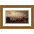 thumbnail image 1 of August Malmström 14x10 Gold Ornate Wood Frame and Double Matted Museum Art Print Titled - The Battle of Bravalla. Study, 1 of 4