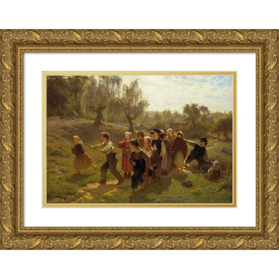 August Malmström 14x11 Gold Ornate Wood Frame and Double Matted Museum Art Print Titled - The Game
