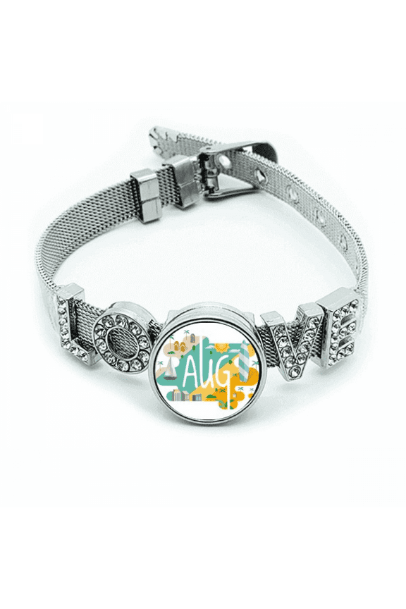 August Month Season Illustration Bracelet Wristband Crystal Love Adjustable Bangle