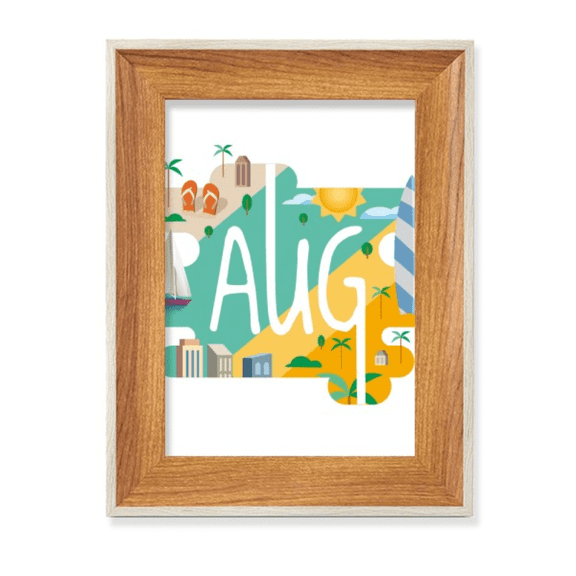 August Month Season Illustration Desktop Wooden Photo Frame Display Picture Art Painting Multiple Sets