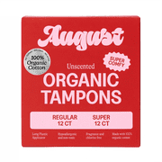August Organic Cotton Combo Regular and Super Tampons, 24 Count