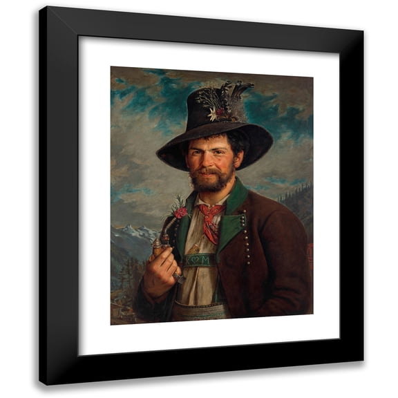 August Pezzey the elder 12x14 Black Modern Framed Museum Art Print Titled - Tyrolean Farmer in Stubaier Tracht (1881)
