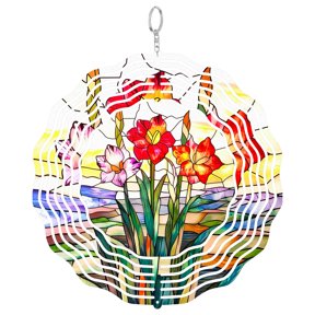 August Poppy Birth Flower 3D Wind Spinner, Summer Floral Decor