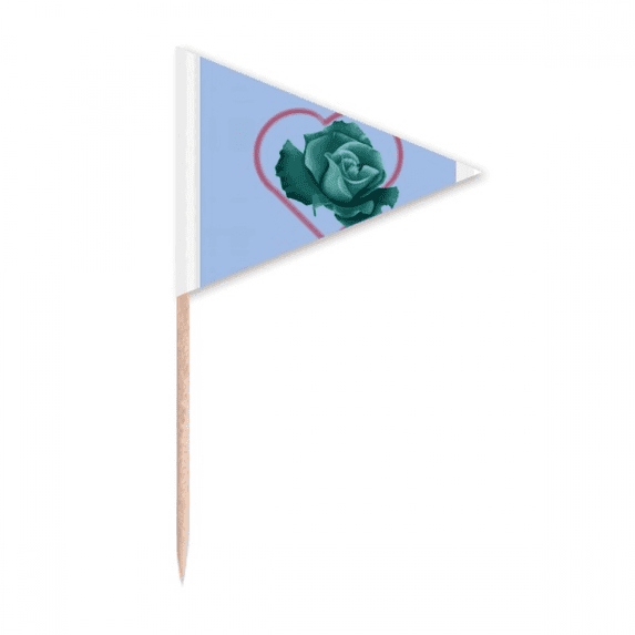 August Pure Green Valentines Day Toothpick Triangle Cupcake Toppers Flag