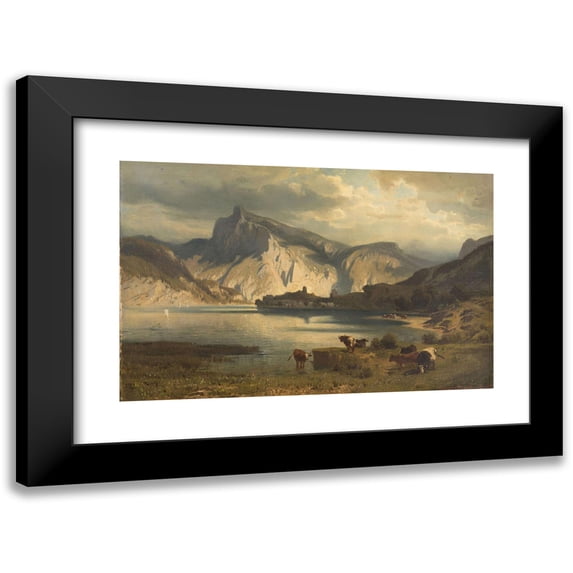August Schaeffer von Wienwald 14x11 Black Modern Framed Museum Art Print Titled - Landscape with a Lake