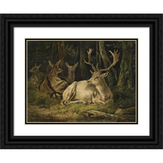 August Schleich 14x12 Black Ornate Wood Framed Double Matted Museum Art Print Titled: Dustwild
