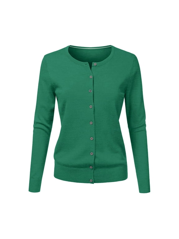 August Silk Cardigans for Women Women's Round Neck Cardigan Knitted Long Sleeved Large Yards Loose Solid Color Short Sweater Jacket Cardigan