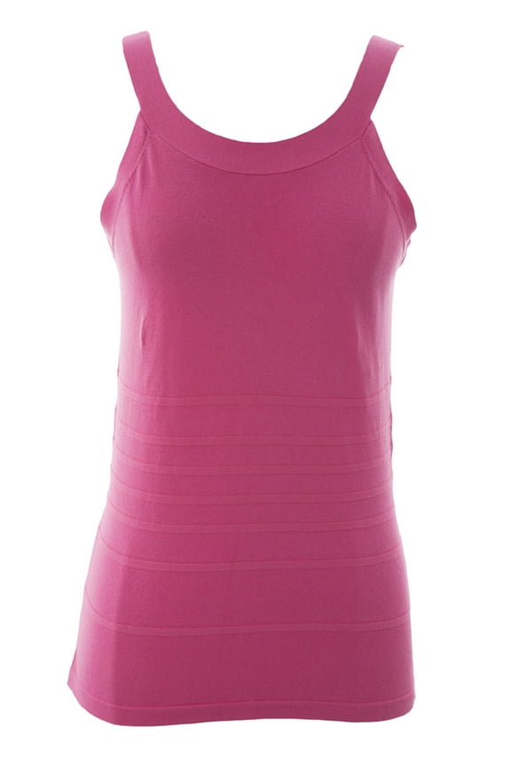 Women's Back Cut-Out Ribbed Tank Top Petite Large Kinetic Pink