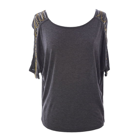 August Silk Women's Chainlink Detail Dolman Sleeve Blouse Medium Heather Grey