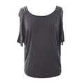 thumbnail image 1 of August Silk Women's Chainlink Detail Dolman Sleeve Blouse Small Heather Grey, 1 of 2