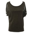thumbnail image 1 of August Silk Women's Metallic Mesh Inset Short Sleeve Sweater Small Black Shimmer, 1 of 2