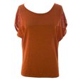 thumbnail image 1 of August Silk Women's Metallic Mesh Inset Short Sleeve Sweater Small Orange Lurex, 1 of 2