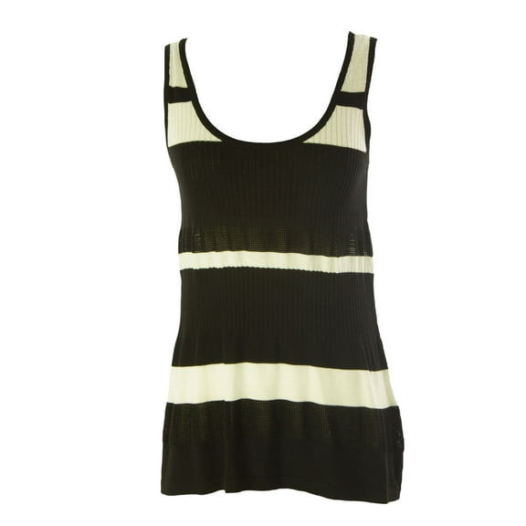 August Silk Women's Striped Knit Crochet Tank Top Small Black White Combo