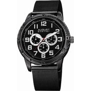 August Steiner AS8115BK Day Date GMT Black Mesh Bracelet Mens Watch