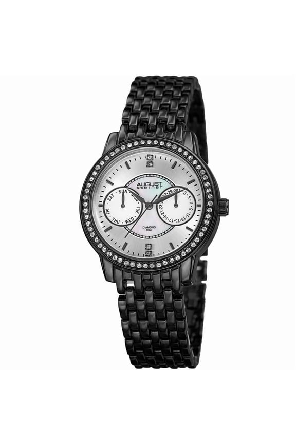 AS8228BK Black Classic Quartz Crystal Bezel Day Date Womens Watch