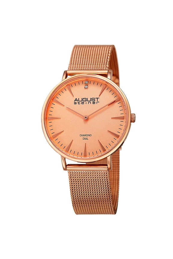 Women's Quartz Diamond Stainless Steel Rose-Tone Bracelet Watch