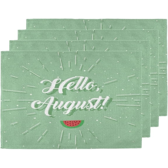 August Sun Placemats Set of 6 Fabric Placemats 12x18 Inch Square Placemat for Kitchen Table Heat Resistant, Easy to Clean Table Placemats