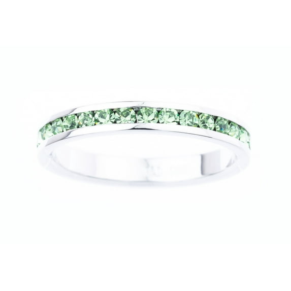 August Swarovski Crystal Birthstone Stackable ring in Sterling Silver